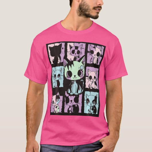 T-shirt Cute Kawaii Pastel Goth Patchwork Graphique gothiq (Devant)
