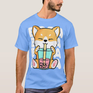 T-shirt Cute Kawaii Shiba Inu Chien Bug Tea Boba Anime Ne