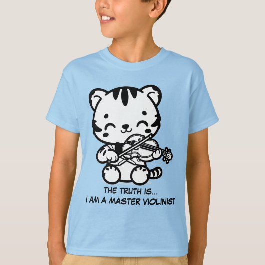 T-shirt Cute Kawaii Tiger Jouer du violon (Devant)