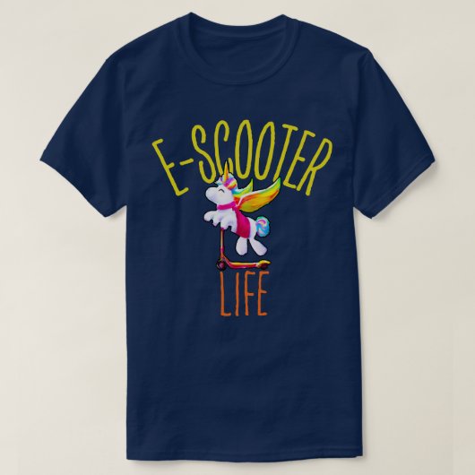 T-shirt Cute Kawaii Unicorn Conduite E Scooter (Design devant)