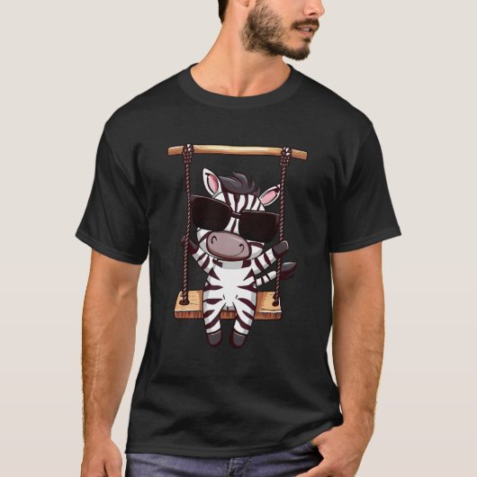 T-shirt Cute Kawaii Zebra En Swing (Devant)