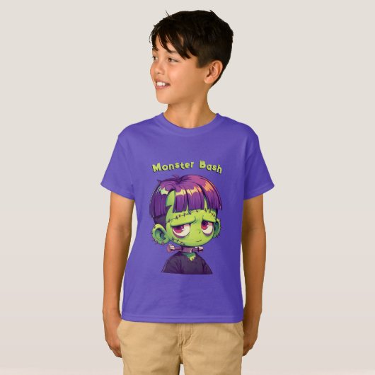 T-shirt Cute Kid Frankenstein halloween (Devant entier)