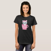 T-shirt Cute Kit Tea Cup Funny Cat (Devant entier)