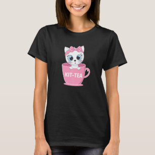 T-shirt Cute Kit Tea Cup Funny Cat