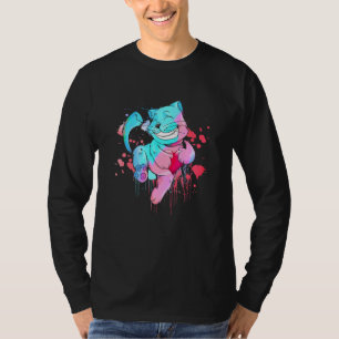 T-shirt Cute Kitten Accrocher Un Coeur Coloré Art Chat