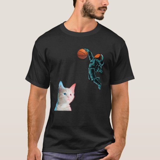 T-shirt Cute Kitten Astronaut Playing Basketball For Cat (Devant)
