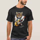 T-shirt Cute Kitten Cat Playing Guitar 1 (Devant)