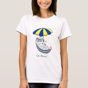 T-shirt Cute Kitten en Hamac bleu et jaune