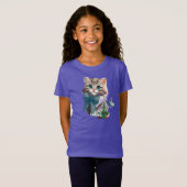 T-Shirt Cute Kitten et Butterfly (Devant entier)
