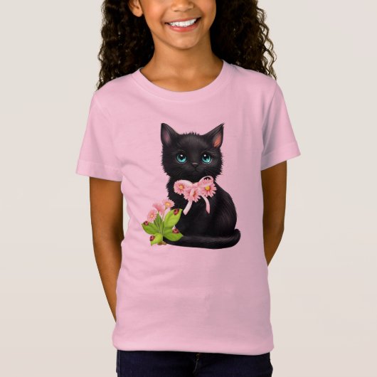 T-Shirt Cute Kitten et Ladybugs (Devant)