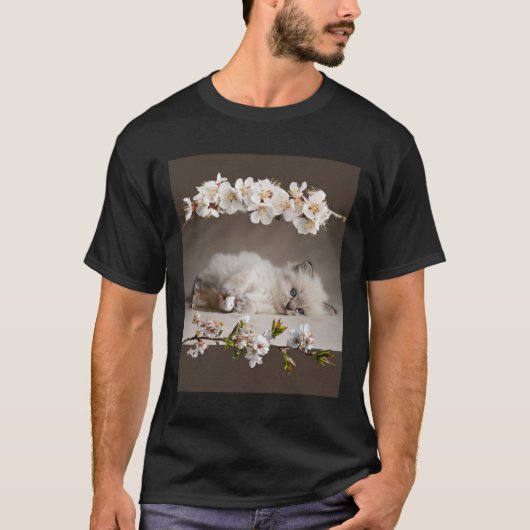 T-shirt Cute Kitten Himalayan Avec Fleurs Race Lover Des (Devant)