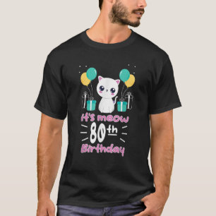 T-shirt Cute Kitten Kitty Chat 80e Anniversaire Animaux de