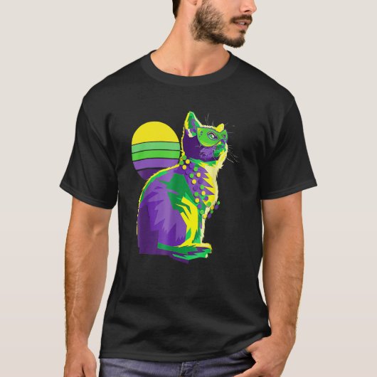 T-shirt Cute Kitten Mardi Gras Cat Butterfly New Orleans W (Devant)
