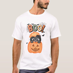T-shirt Cute Kitten noir prêt à Boo Halloween