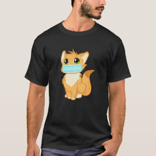 T-shirt Cute Kitty Chat Avec Masque Visage Drôle Pour Anim