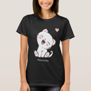 T-shirt Cute Kitty Chat & Coeur