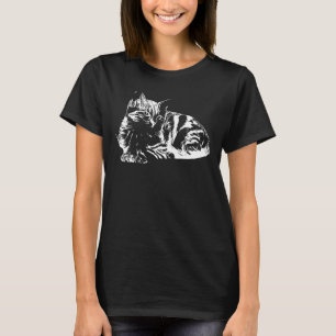 T-shirt Cute Kitty Chat - lignes silhouette 2