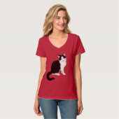 T-shirt Cute Kitty Chat, noir et blanc (Devant entier)