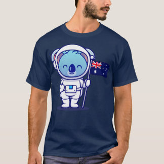 T-shirt Cute Koala Astronaut tenant un drapeau australien 
