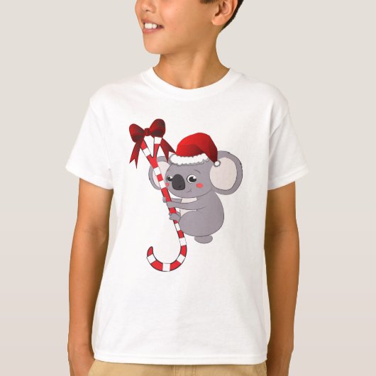 T-shirt Cute koala avec une père Noël klaus escalade casqu (Devant)