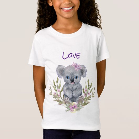 T-Shirt Cute Koala Oear Floral (Devant)