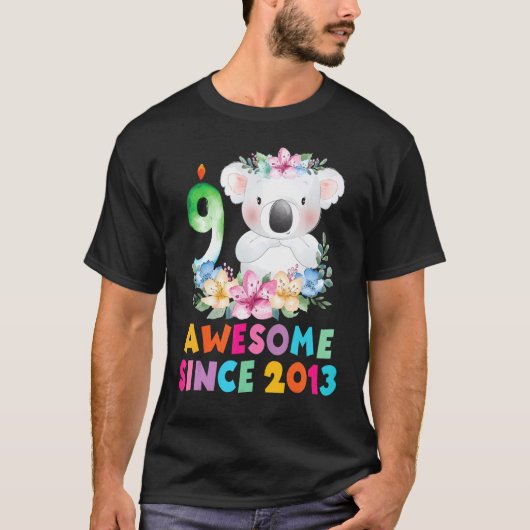 T-shirt Cute Koala Ours 9 Ans Anniversaire Tenue Pour Garç (Devant)