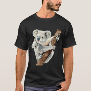 T-shirt Cute Koala Ours Et Bébé Aquarelle Réaliste