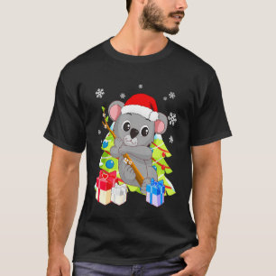 T-shirt Cute Koala Porte Noël Père Noël Avec Noël Tr
