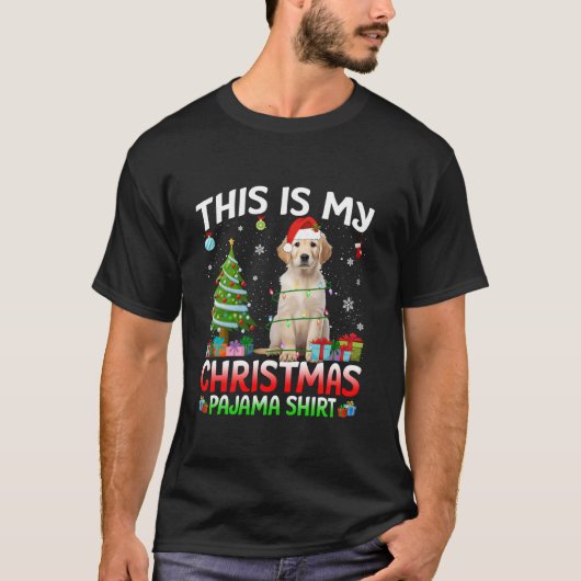 T-shirt Cute Labrador Chien Père Noël Lumières de Noël Amo (Devant)