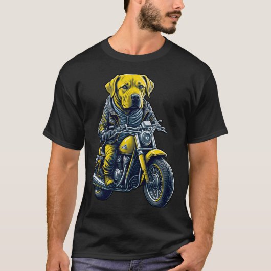T-shirt Cute Labrador ride on a motorcycle  Christmas (Devant)