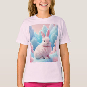 T-shirt Cute Lapin Rose Coton Bonbons Nuages