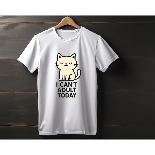 T-shirt Cute Lazy Cat – “I Can’t Adult Today”