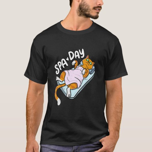 T-shirt Cute Lazy Chat Spa Day mieux-être Détenteur de cha (Devant)