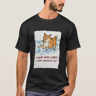 T-shirt Cute "Leap Into Love" Shiba Inu Valentine's Day  