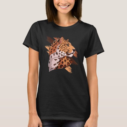 T-shirt Cute Leopard Head Femmes Fille Chat Animal Graphis (Devant)