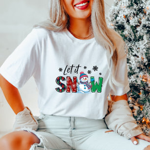 T-shirt Cute Let It Snow Snowman Christmas Tee