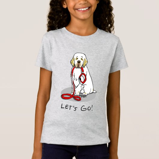 T-Shirt Cute Let's Go! Walk Clumber Spaniel Dog (lemon 1) (Devant)