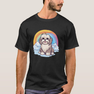 T-shirt Cute Lhasa Apso Rainbow Cloud Kawaii Chien Chien C