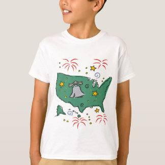 T-shirt Cute Liberty Bell et Fireworks Enfants Tee - shirt
