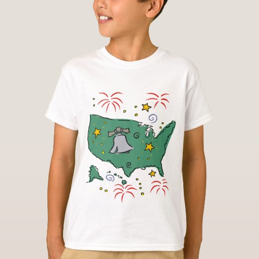 T-shirt Cute Liberty Bell et Fireworks Enfants Tee - shirt (Devant)