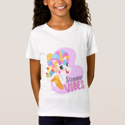 T-Shirt Cute licorne avec crème glacée (Devant)