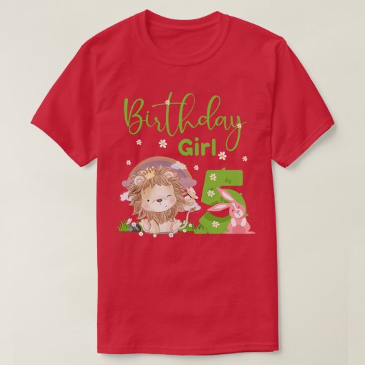 T-shirt Cute Lion 5e anniversaire fille (Design devant)