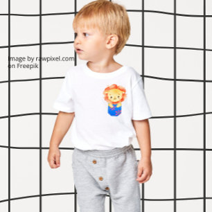 T-Shirt Cute Lion Cub dans une poche bleue imprimée