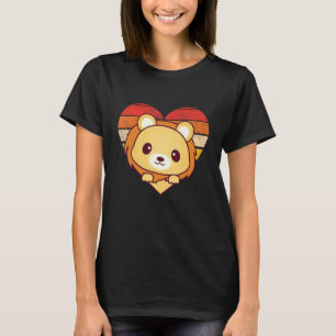 T-shirt Cute Lion Retro forme coeur Vintage