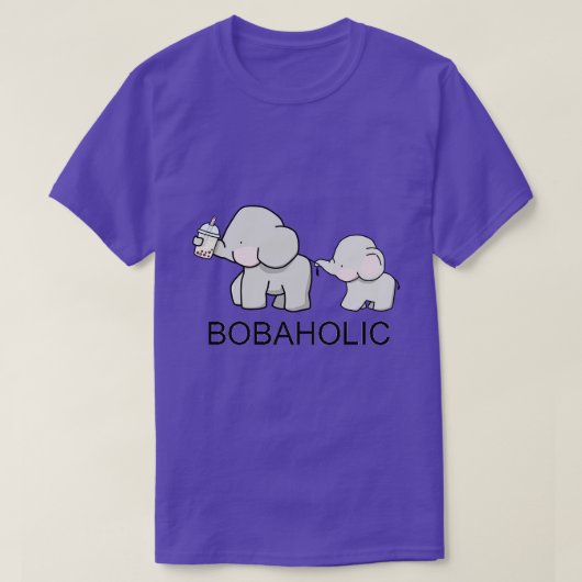 T-shirt Cute Little Bobaholic Elephants Aimer Boba (Design devant)