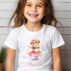 T-shirt Cute Little Dancer Ours Aquarelle fille