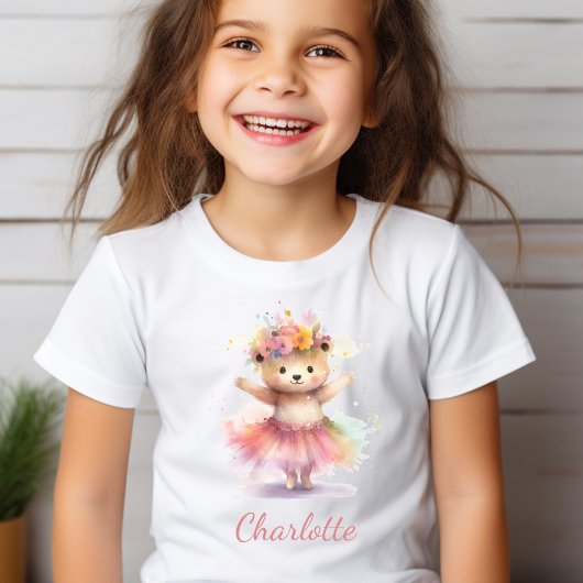 T-shirt Cute Little Dancer Ours Aquarelle fille