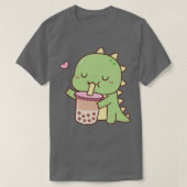 T-shirt Cute Little Dino Aime Boba Milk Tea (Design devant)
