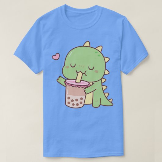 T-shirt Cute Little Dino Aime Boba Milk Tea (Design devant)