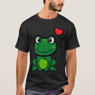 T-shirt Cute little green frog with hearts